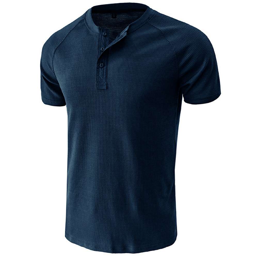 Waffle Button Raglan Men's Short Sleeve