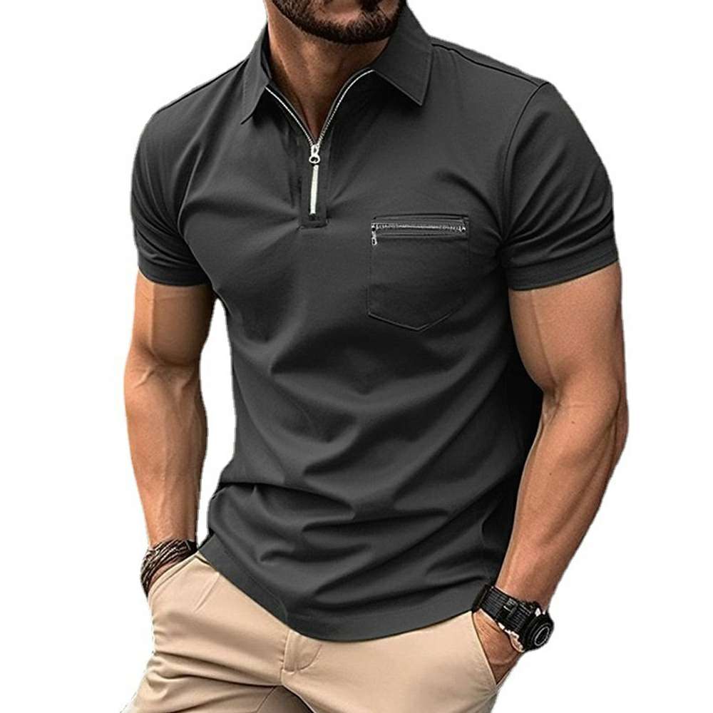 Stylish Monochrome Men's Zippered POLO Shirt P1106 Stylish Monochrome Men's Zippered POLO Shirt P1106