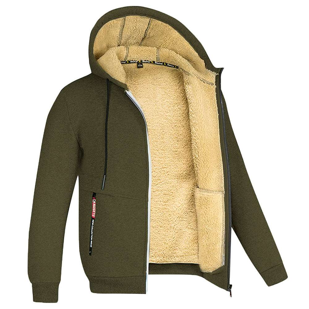 Men's all-match plus fleece thickened zipper hooded sweater cardigan jacket P1247 Men's all-match plus fleece thickened zipper hooded sweater cardigan jacket P1247
