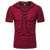 Lace-up short-sleeved hooded T-shirt P1055 Lace-up short-sleeved hooded T-shirt P1055