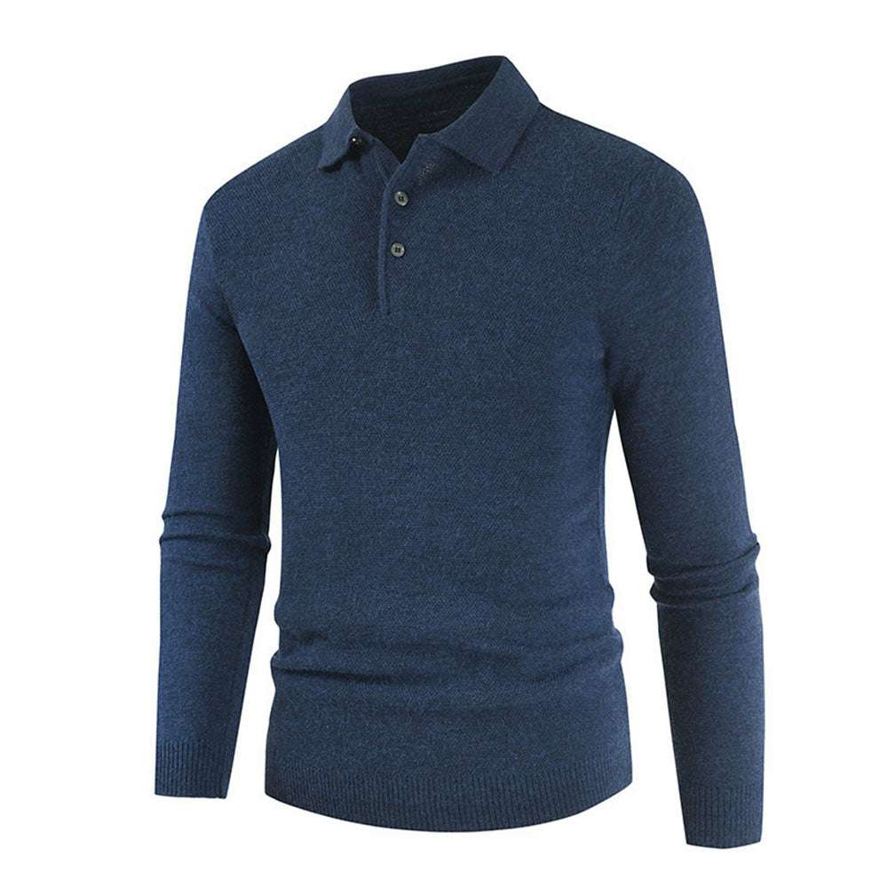 Men's Button Lapel Solid Color Slim Knitted Base Layer Shirt P1134 Men's Button Lapel Solid Color Slim Knitted Base Layer Shirt P1134