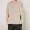 Men's basic solid color cotton round neck loose long-sleeved bottoming shirt