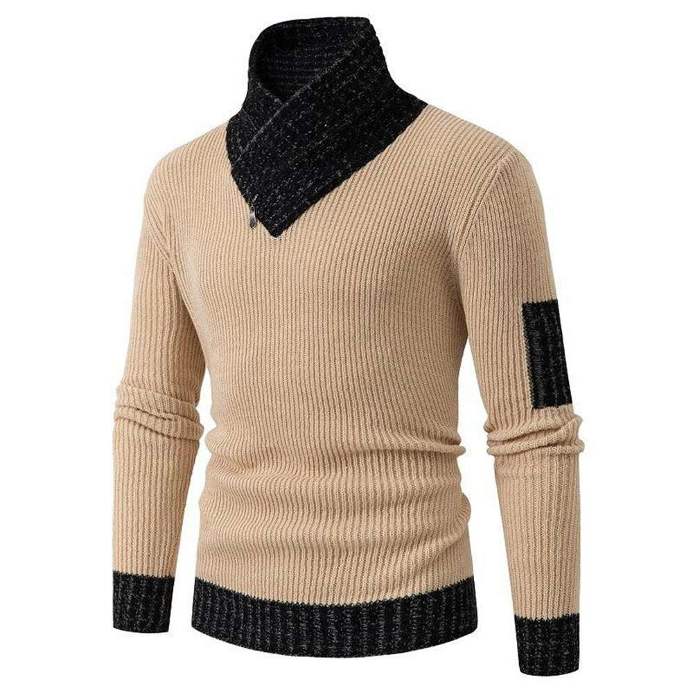 Men's Turtleneck Sweater Scarf Collar Casual Slim Fit Knit Pullover Men's Turtleneck Sweater Scarf Collar Casual Slim Fit Knit Pullover