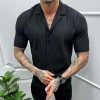 New solid color short-sleeved shirt men's casual cardigan