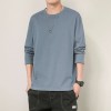 Men's basic solid color cotton round neck loose long-sleeved bottoming shirt