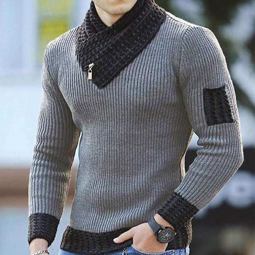 Men's Turtleneck Sweater Scarf Collar Casual Slim Fit Knit Pullover Men's Turtleneck Sweater Scarf Collar Casual Slim Fit Knit Pullover