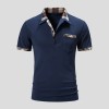 Summer new color-block plaid men's casual polo shirts P1118