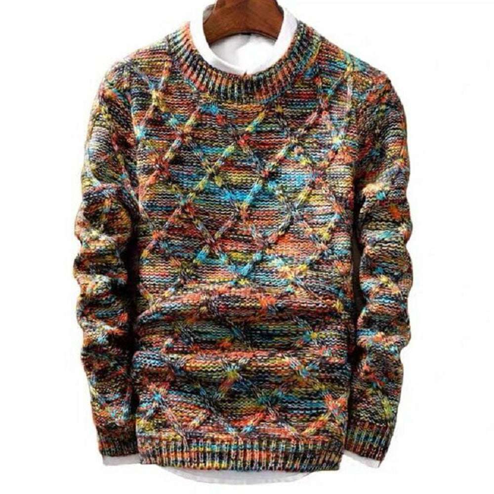 Men's round neck thickened slim trendy sweater
