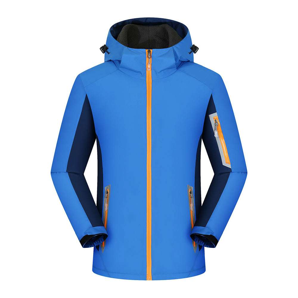 Couples style reflective warm outdoor hooded jacket