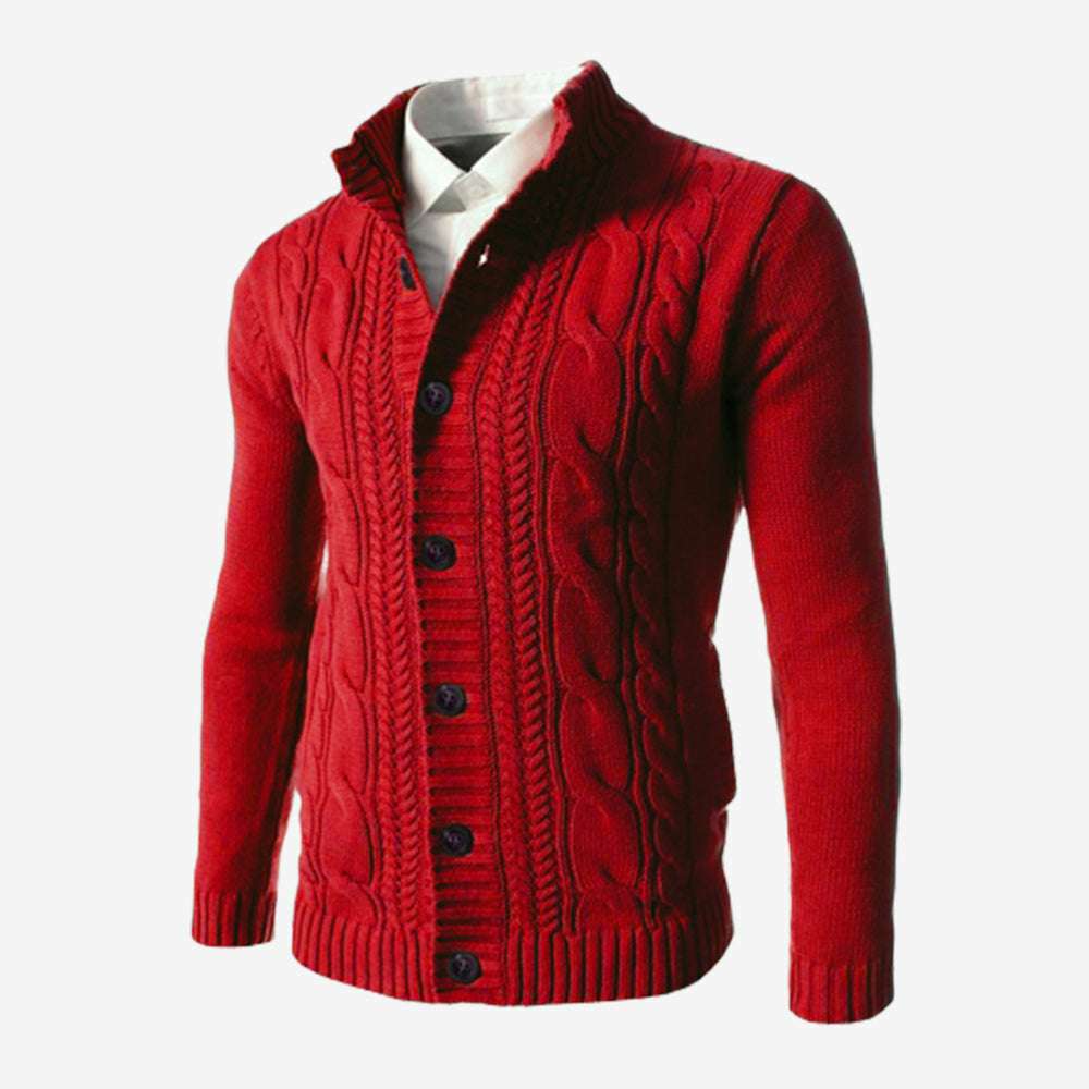 Men's Standing Collar Twisted Button Sweater Cardigan P1210 Men's Standing Collar Twisted Button Sweater Cardigan P1210