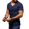 Men's Zipper Short Sleeve V-Neck T-Shirt