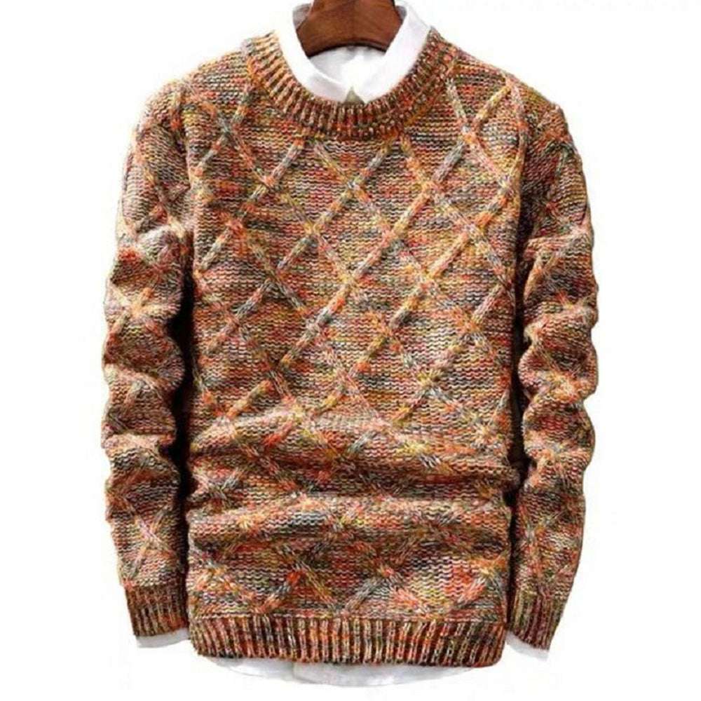 Men's round neck thickened slim trendy sweater