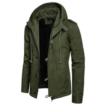 Fashion Men's Hooded Cotton Cardigan Jacket