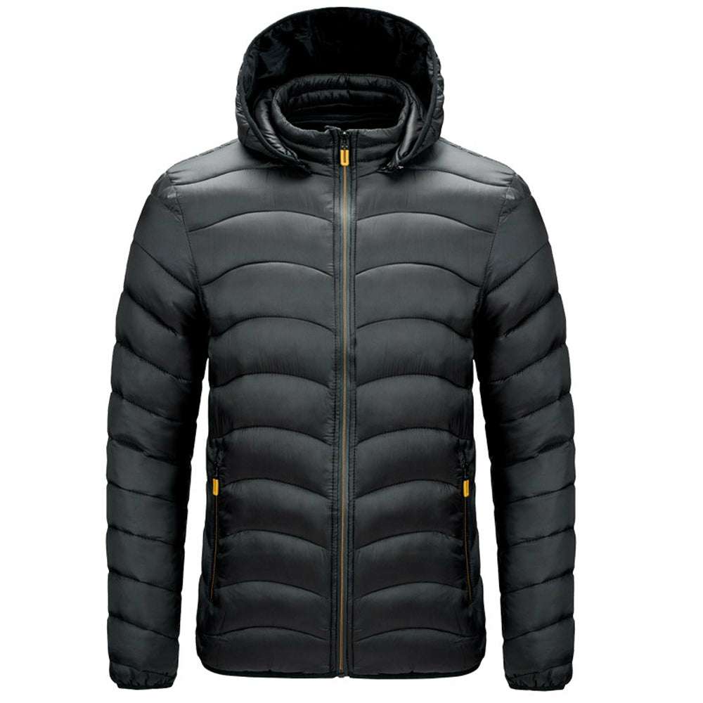 Men's winter simple casual hooded cotton coat