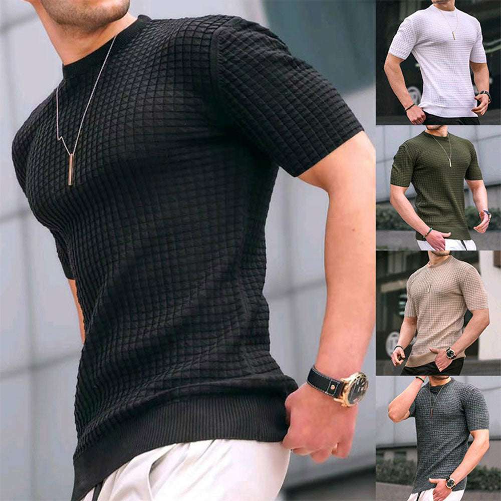 Men's crew neck t-shirt with small checks Men's crew neck t-shirt with small checks