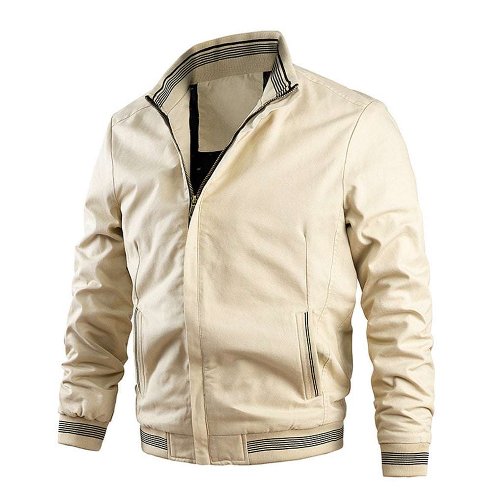 Fashion Men's Rib Neck Solid Jacket Fashion Men's Rib Neck Solid Jacket