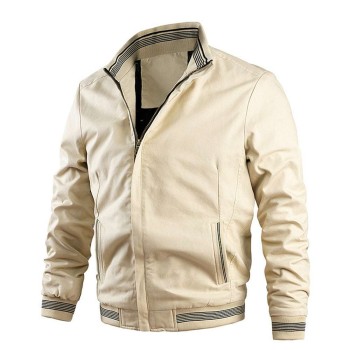 Fashion Men's Rib Neck Solid Jacket