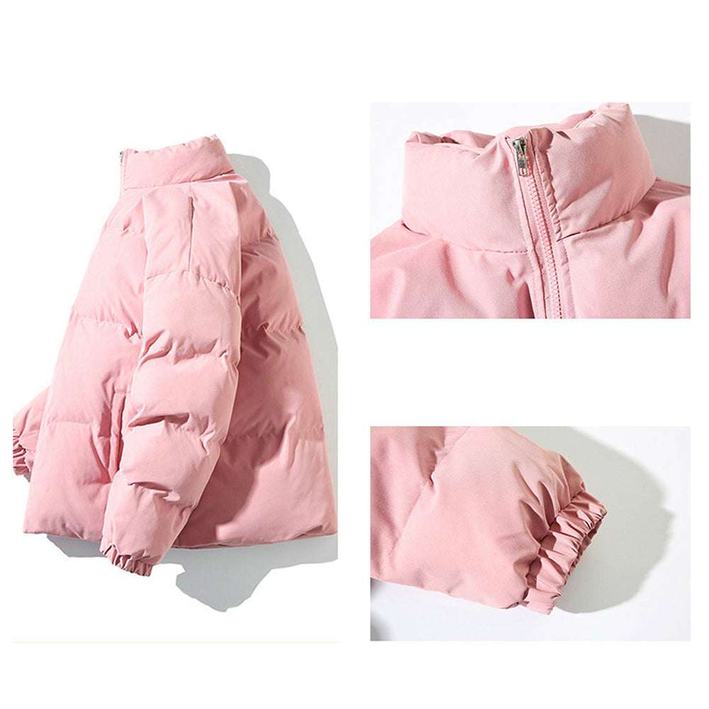 Men's Stand Collar Solid Color Fashion Padded Jacket