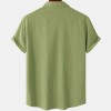 Solid color double pocket linen short sleeve shirt for men Solid color double pocket linen short sleeve shirt for men