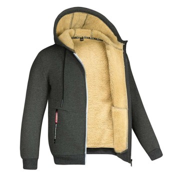 Men's all-match plus fleece thickened zipper hooded sweater cardigan jacket P1247