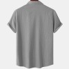 Solid color double pocket linen short sleeve shirt for men Solid color double pocket linen short sleeve shirt for men