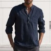 Men's Long Sleeve V Neck Casual Beach Linen Shirt Men's Long Sleeve V Neck Casual Beach Linen Shirt