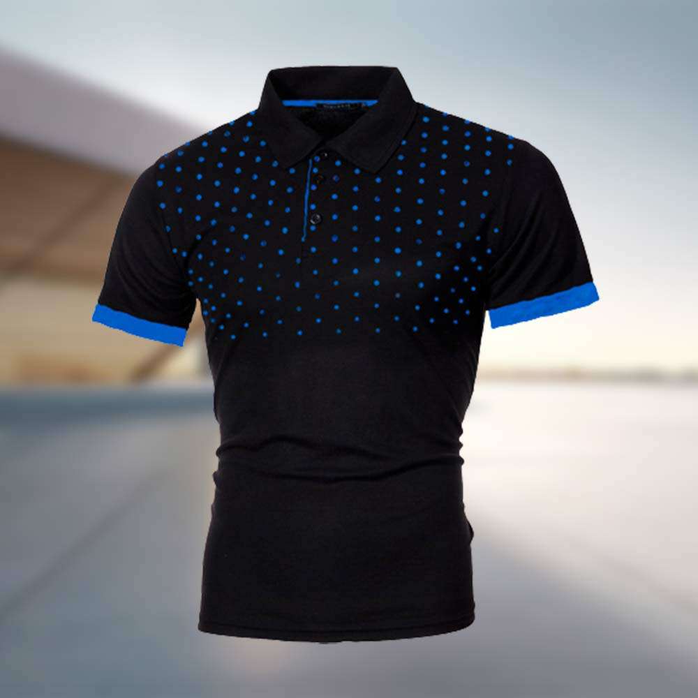 Summer fashion men's polka dot print short-sleeved lapel polo shirt P1027 Summer fashion men's polka dot print short-sleeved lapel polo shirt P1027