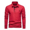 New Men's Fawn Embroidered Solid Color Long Sleeve Polo Shirt New Men's Fawn Embroidered Solid Color Long Sleeve Polo Shirt