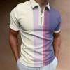 Short sleeve striped zip summer polo for men P1124 Short sleeve striped zip summer polo for men P1124