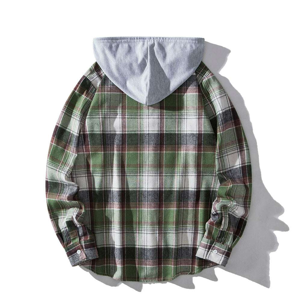 Men's Plaid Hooded Shirt P1245 Men's Plaid Hooded Shirt P1245