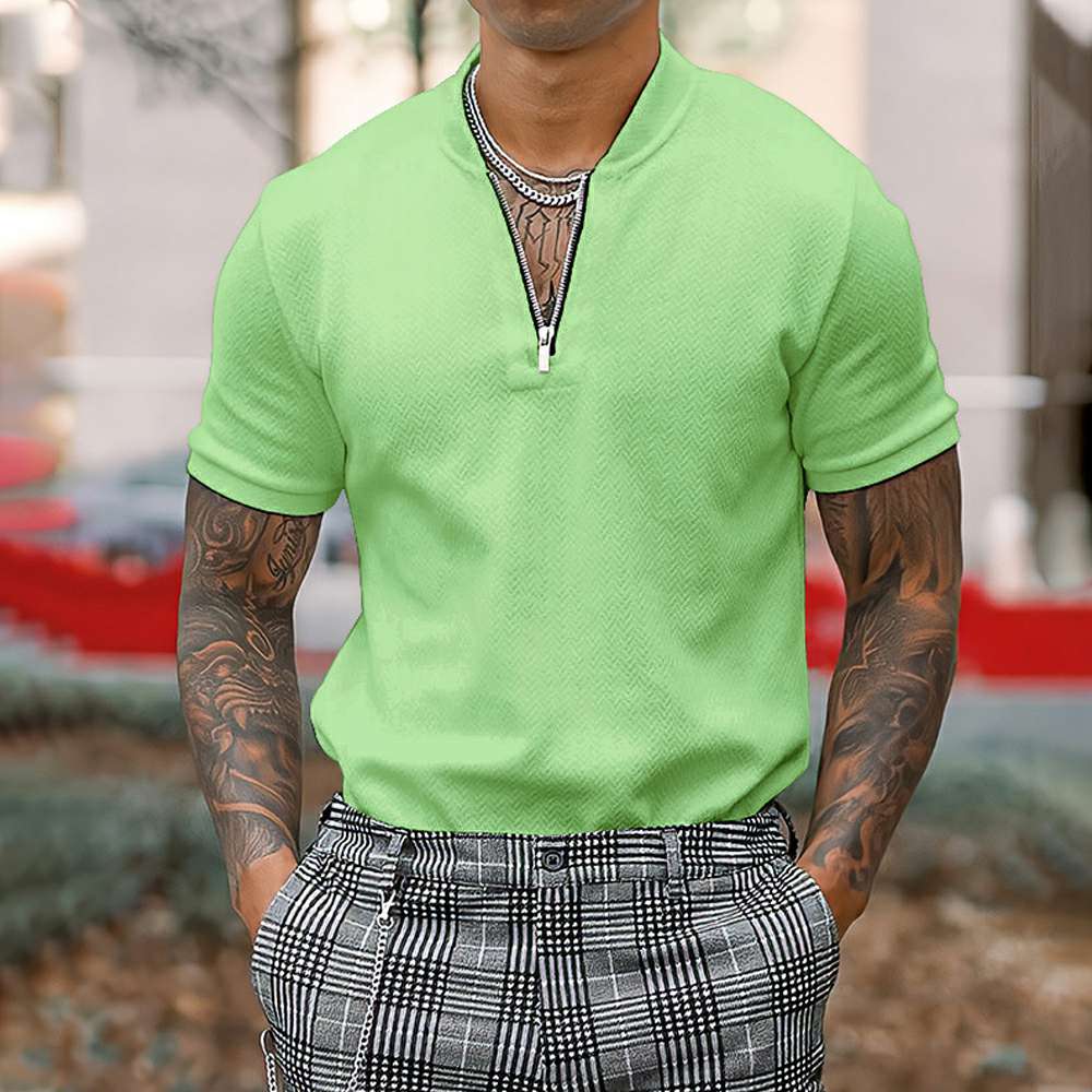 Summer New Men's Casual Tight Zipper POLO Short Sleeves P1139 Summer New Men's Casual Tight Zipper POLO Short Sleeves P1139