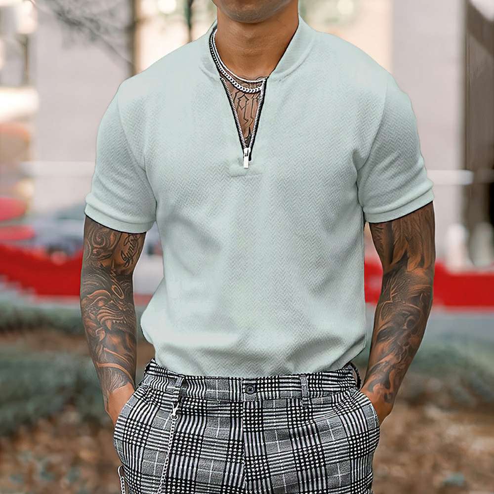 Summer New Men's Casual Tight Zipper POLO Short Sleeves P1139 Summer New Men's Casual Tight Zipper POLO Short Sleeves P1139