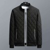 Standing Collar Plaid Casual Men's Warm Cotton Padded Jacket