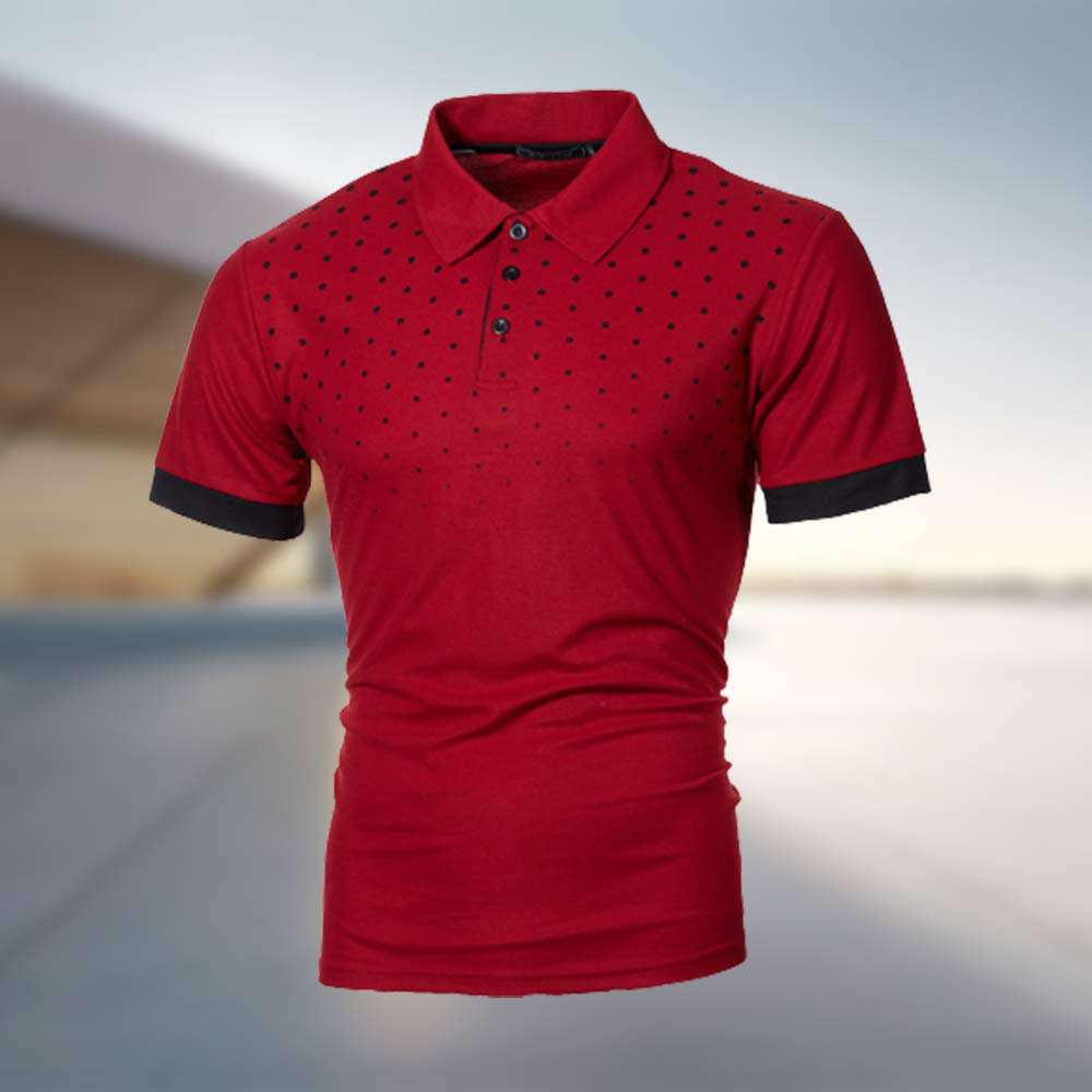 Summer fashion men's polka dot print short-sleeved lapel polo shirt P1027 Summer fashion men's polka dot print short-sleeved lapel polo shirt P1027