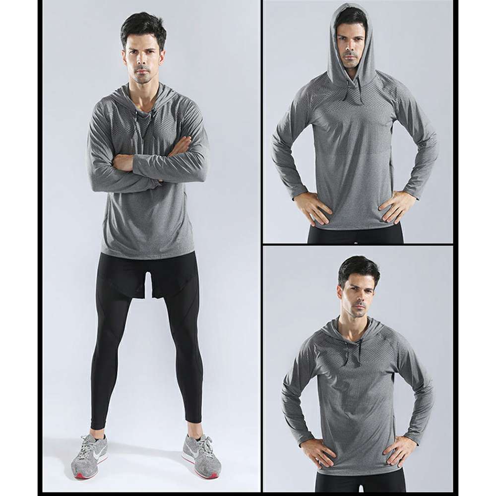 Men's Long Sleeve Hooded Quick Dry Sports Sweatshirt P1172
