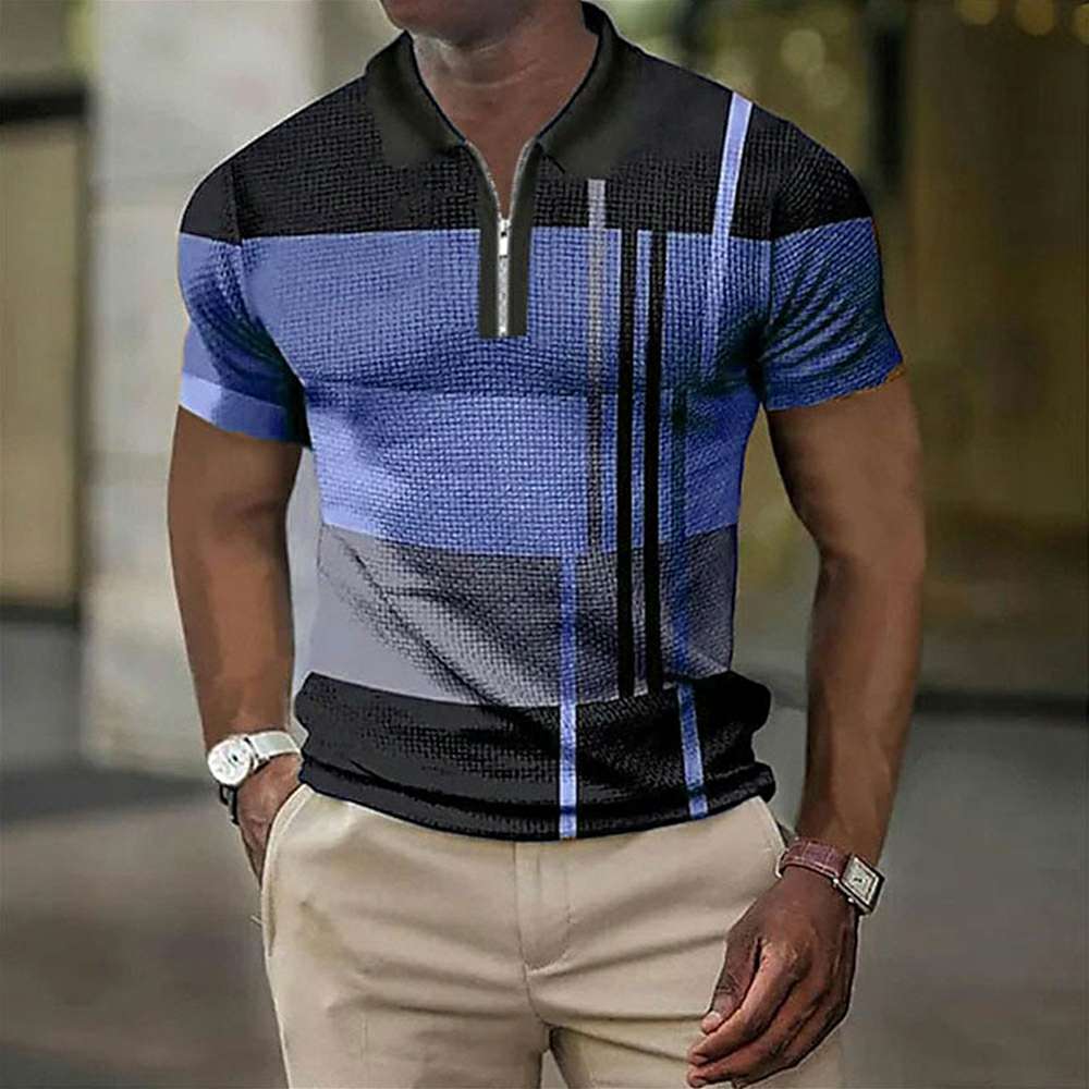 Summer Fashion Men's Color Block Polo Shirt P1113