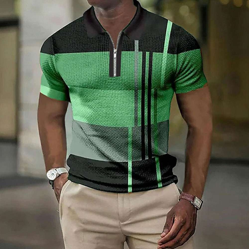 Summer Fashion Men's Color Block Polo Shirt P1113