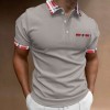 Men's short sleeve polo shirt with check and color block pattern P1043