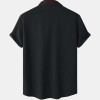 Solid color double pocket linen short sleeve shirt for men Solid color double pocket linen short sleeve shirt for men