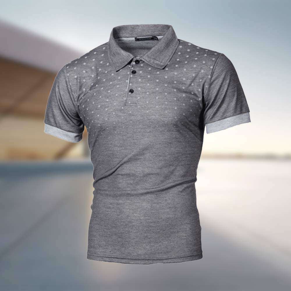 Summer fashion men's polka dot print short-sleeved lapel polo shirt P1027 Summer fashion men's polka dot print short-sleeved lapel polo shirt P1027
