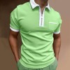 Fashion men's color block zip collar short sleeve polo shirt P1132 Fashion men's color block zip collar short sleeve polo shirt P1132