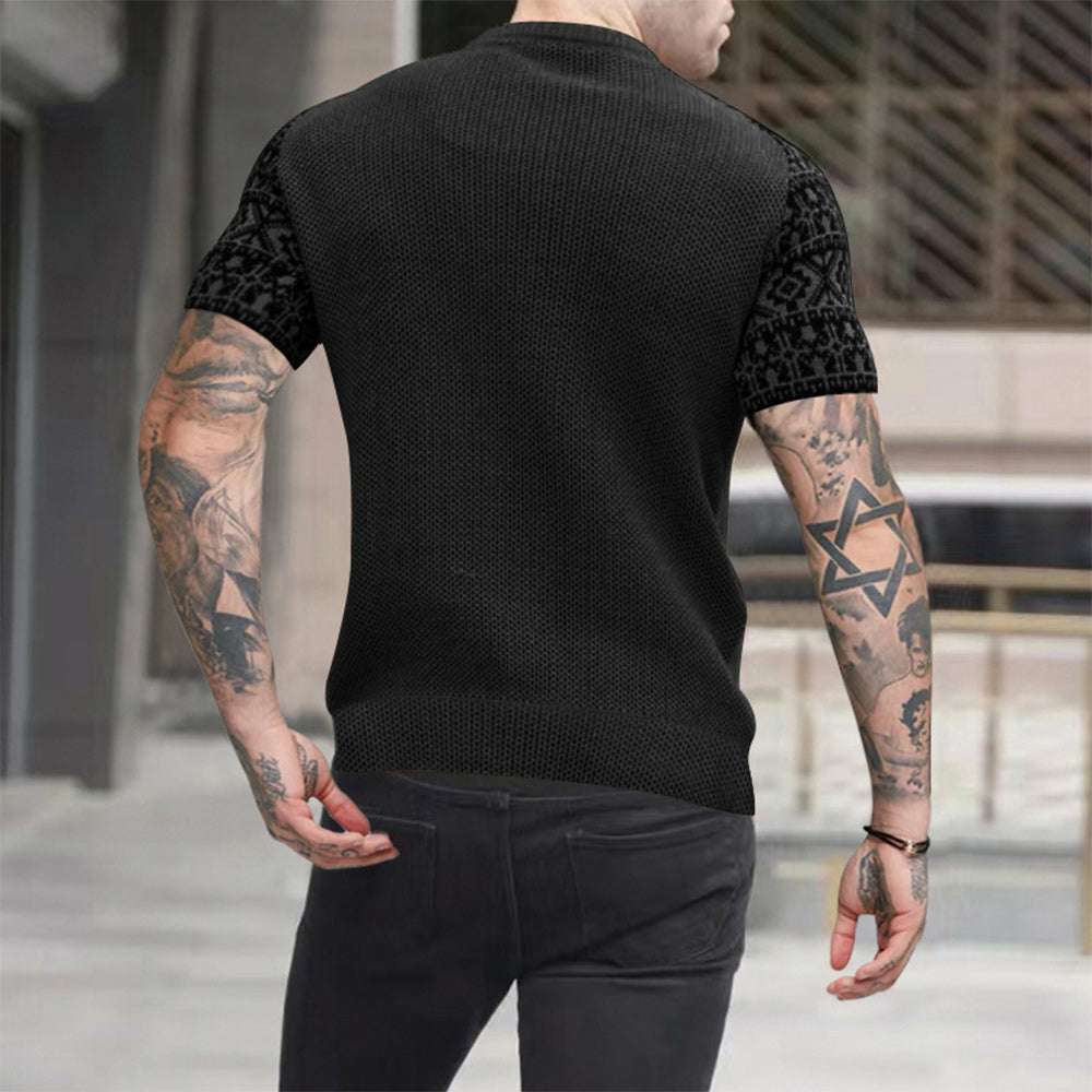 Men's fashion color block print short sleeves Men's fashion color block print short sleeves