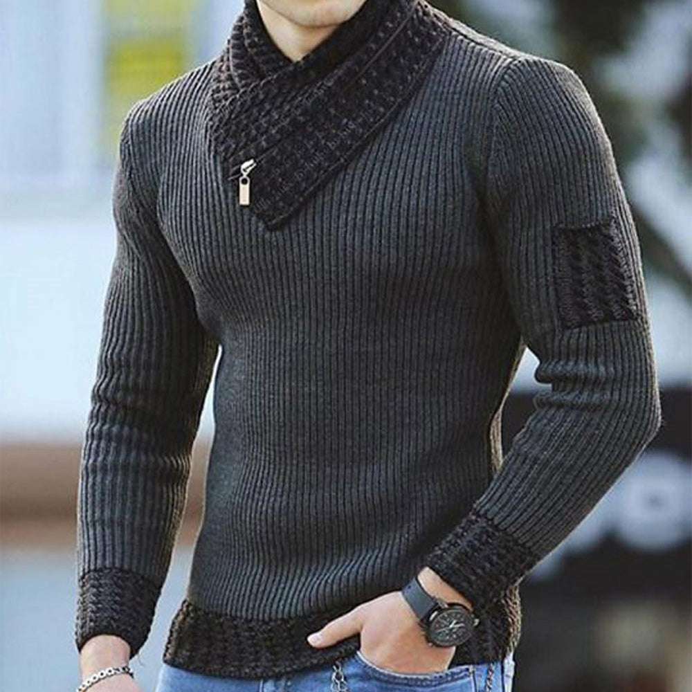Men's Turtleneck Sweater Scarf Collar Casual Slim Fit Knit Pullover Men's Turtleneck Sweater Scarf Collar Casual Slim Fit Knit Pullover