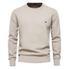 Autumn and winter new men's solid color striped pullover sweater