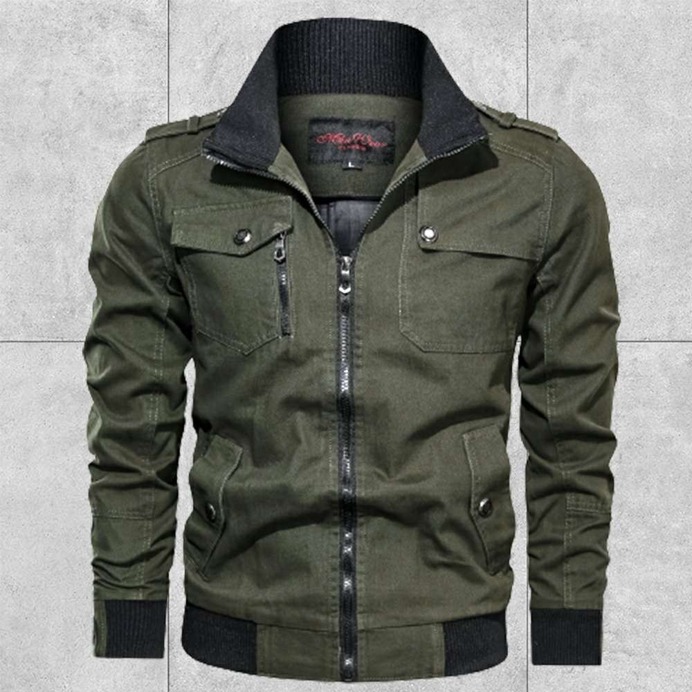 Men's Solid Color Pocket Stand Collar Jacket Men's Solid Color Pocket Stand Collar Jacket