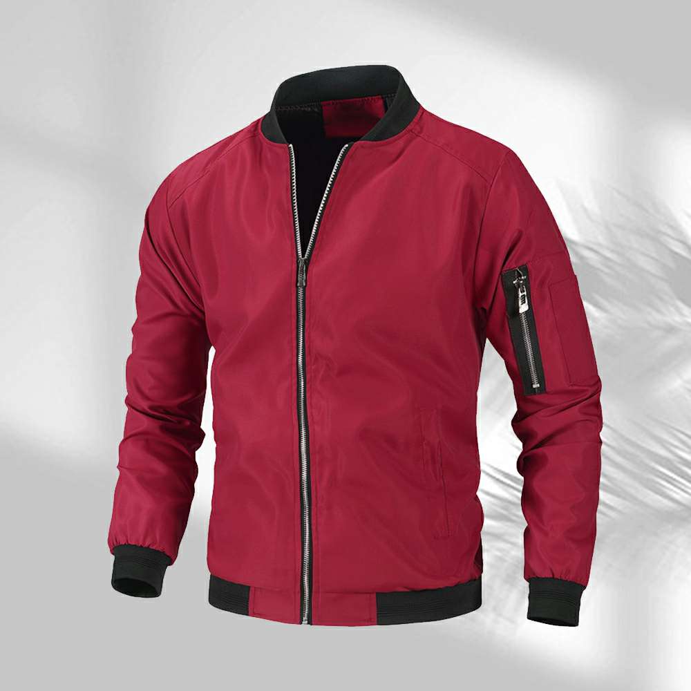 Men's Solid Color Stand Collar Casual Jacket