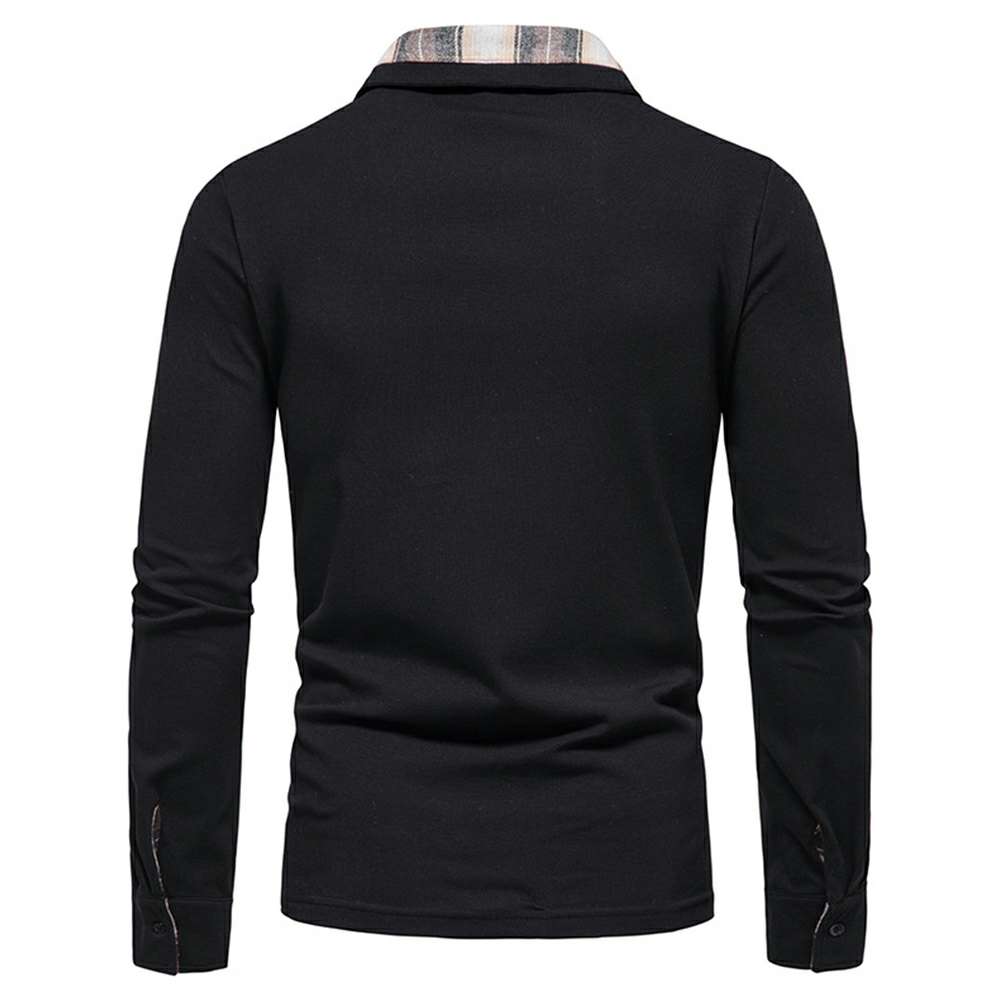 New Men's Plaid Long Sleeve Color Matching Polo Shirt New Men's Plaid Long Sleeve Color Matching Polo Shirt