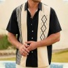 Summer new men's lapel striped printed short-sleeved shirt Summer new men's lapel striped printed short-sleeved shirt