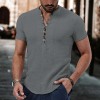 Summer Men's Breathable Linen V-Neck Button Short Sleeve Shirt Summer Men's Breathable Linen V-Neck Button Short Sleeve Shirt