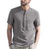 Solid Color Henley Collar Short Sleeve Shirt Solid Color Henley Collar Short Sleeve Shirt